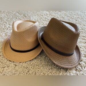 (2) Banana Republic S/M Paper Straw Fedora Hats